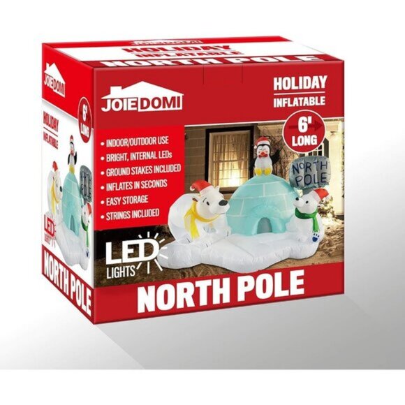 🆕6 FT Long Christmas Inflatable Polar Bear Build-in LEDs Blow Up Outdoor Decor - Picture 10 of 11